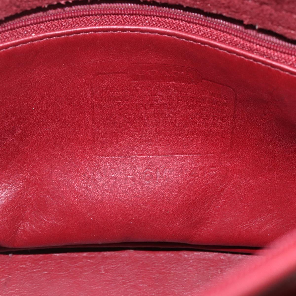 Coach Shoulder Bag Leather Red Gold Auth 165111