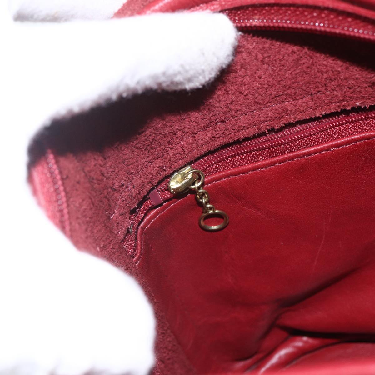 Coach Shoulder Bag Leather Red Gold Auth 165111
