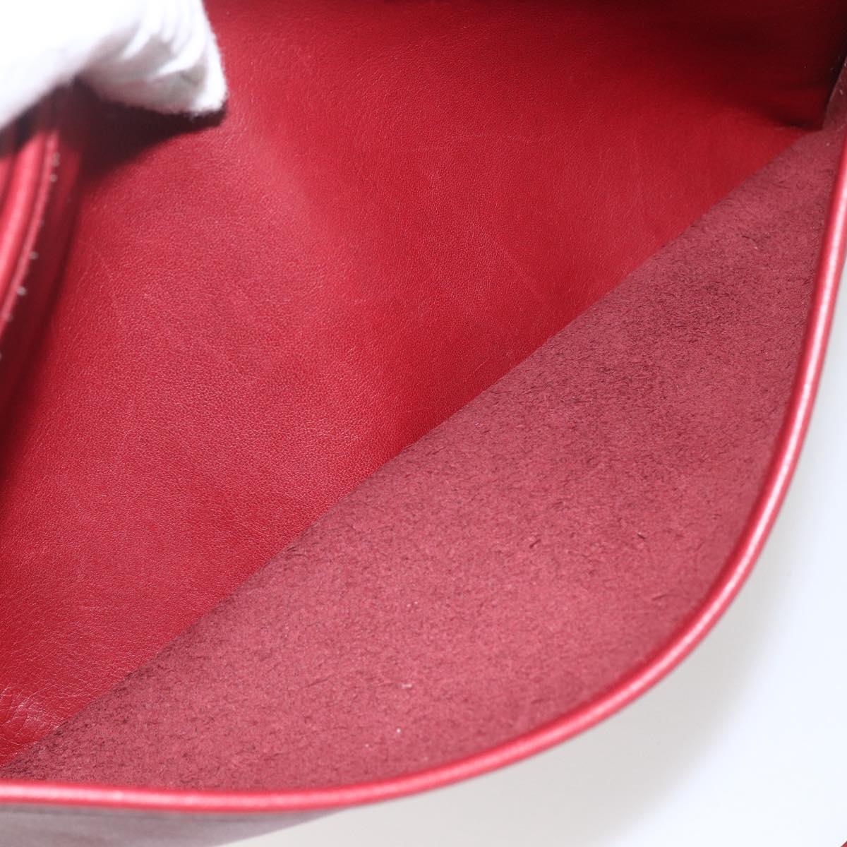 Coach Shoulder Bag Leather Red Gold Auth 165111
