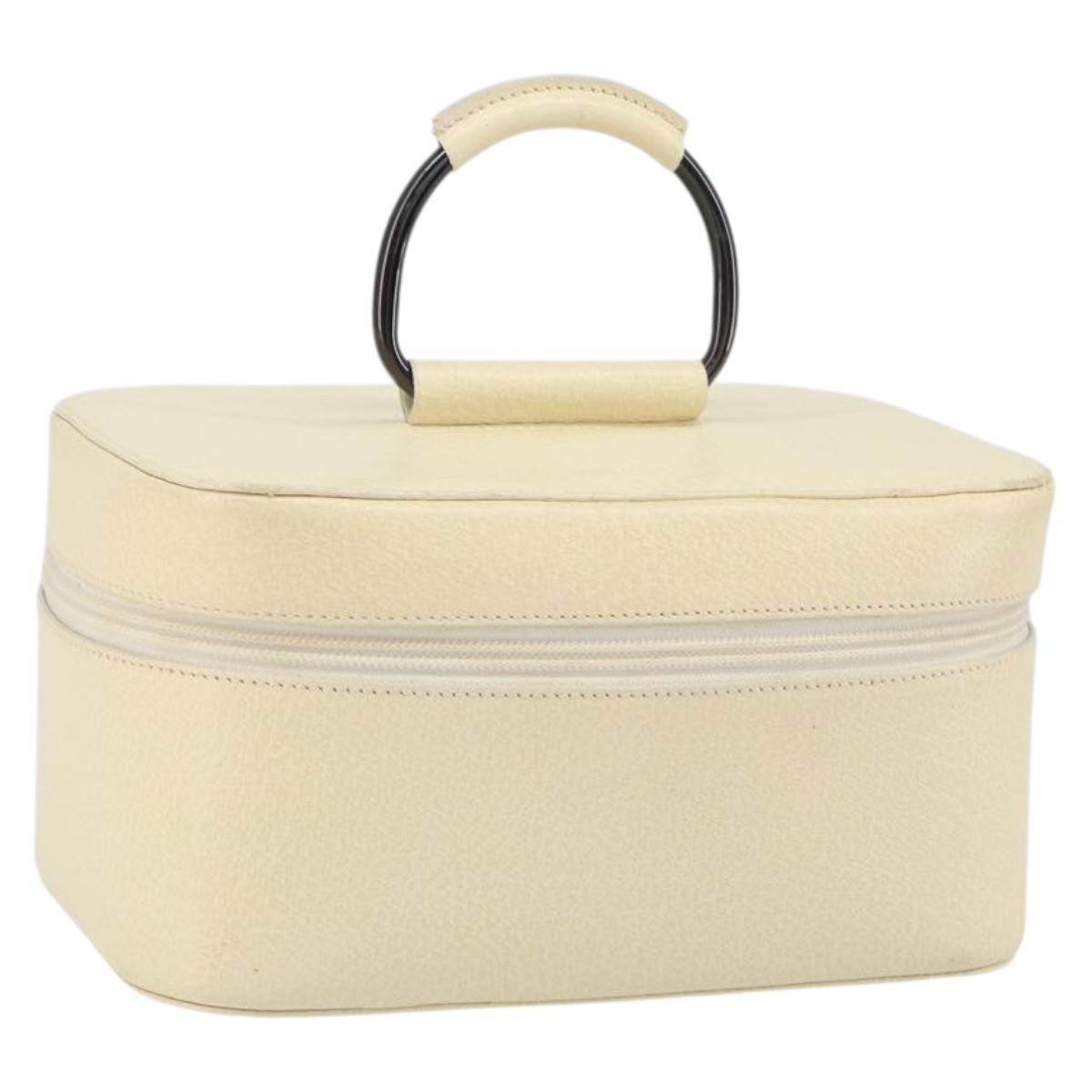 GUCCI Vanity Cosmetic Pouch Leather White 039 1705 0710 Auth 165112