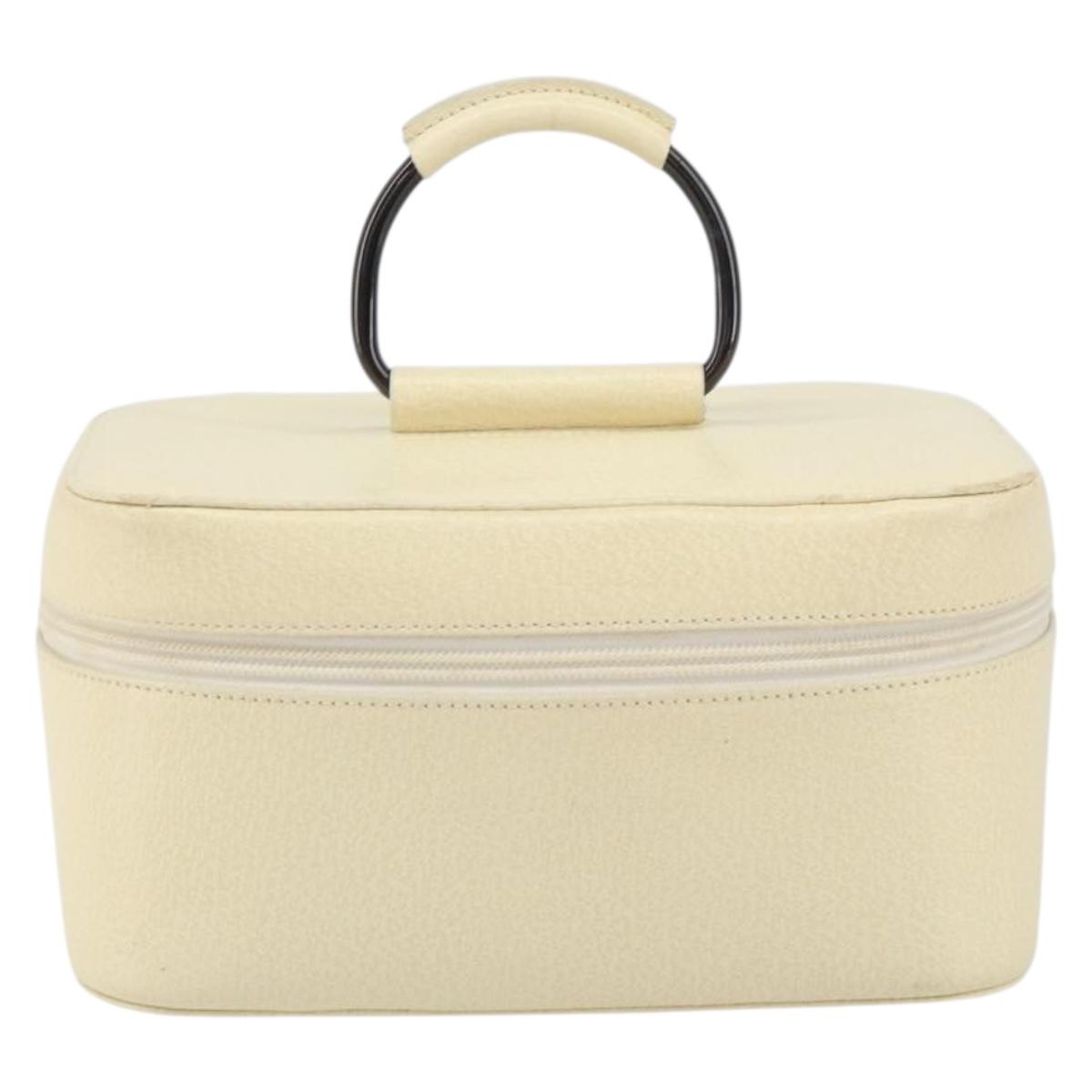 GUCCI Vanity Cosmetic Pouch Leather White 039 1705 0710 Auth 165112