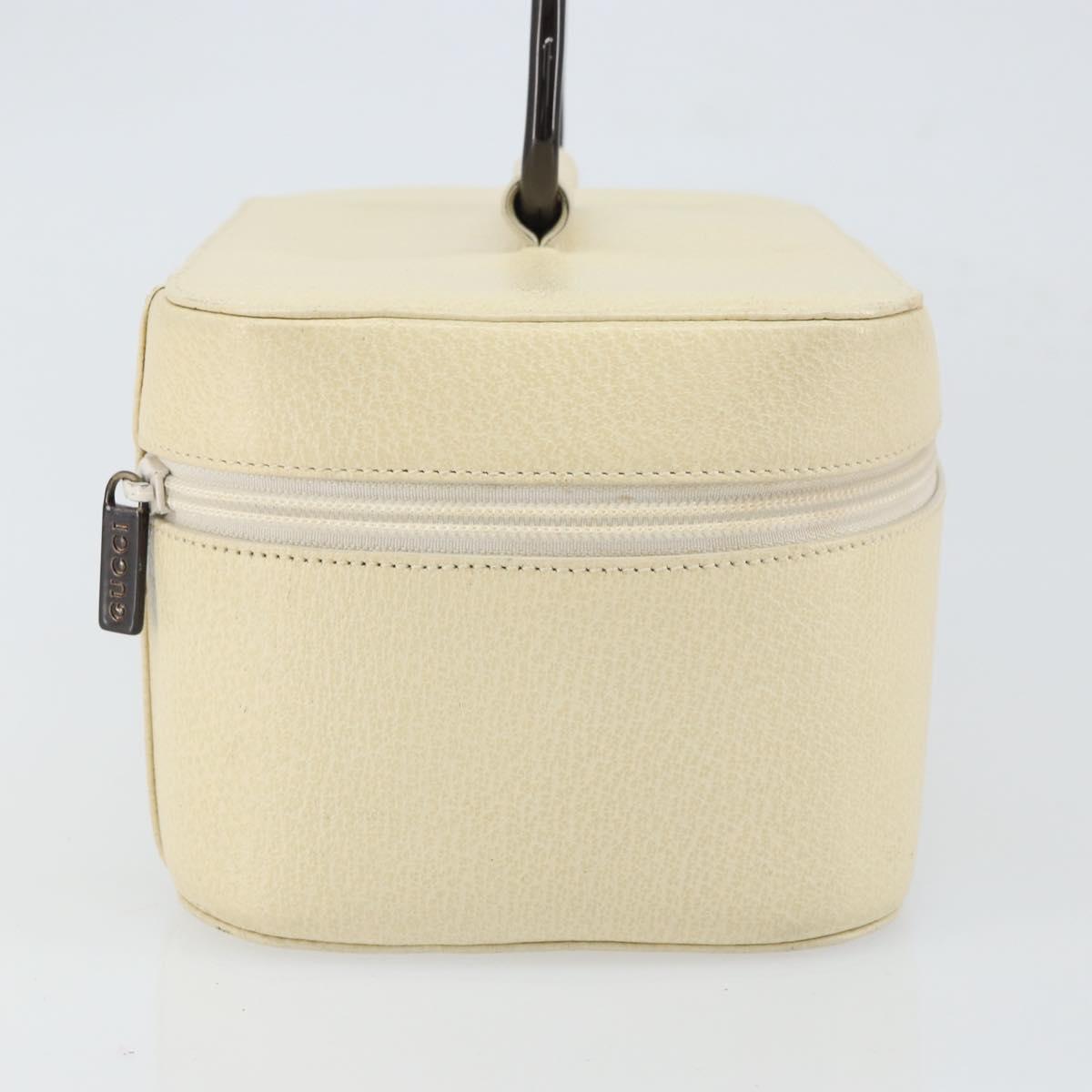 GUCCI Vanity Cosmetic Pouch Leather White 039 1705 0710 Auth 165112