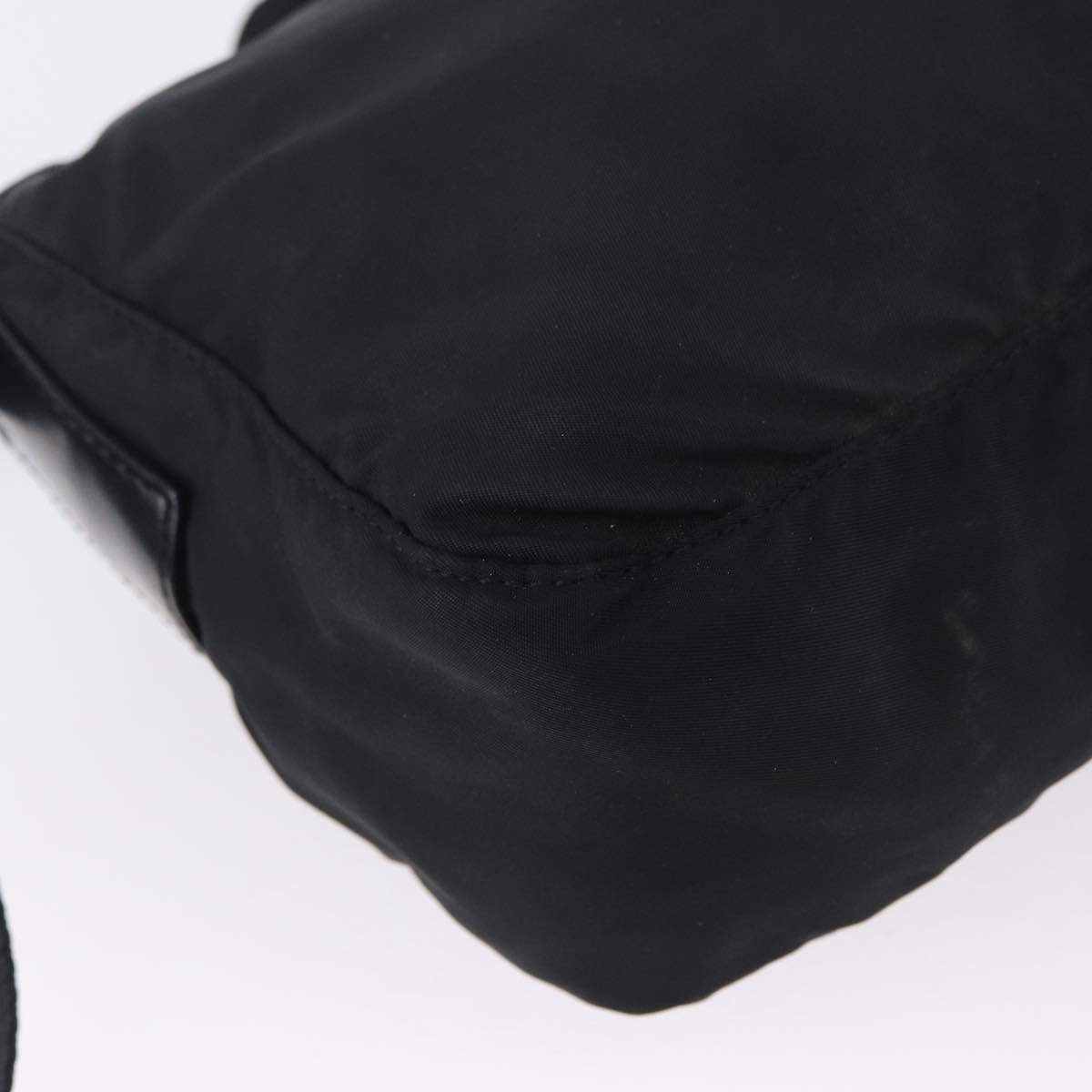 PRADA Shoulder Bag Nylon Black Silver Auth 165115