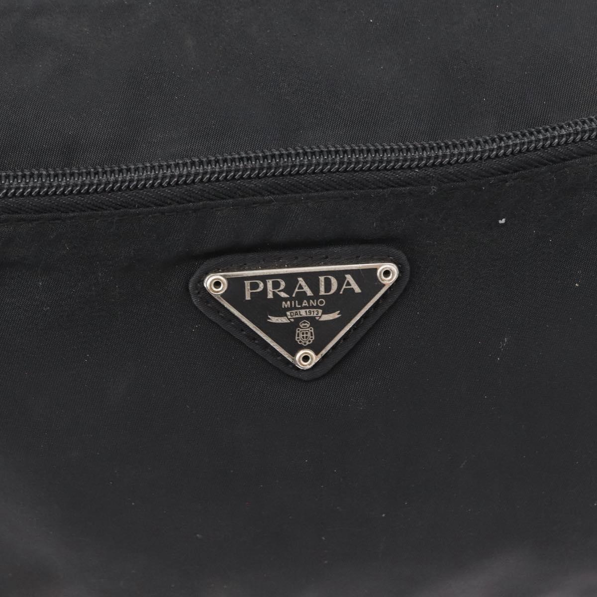 PRADA Shoulder Bag Nylon Black Silver Auth 165115
