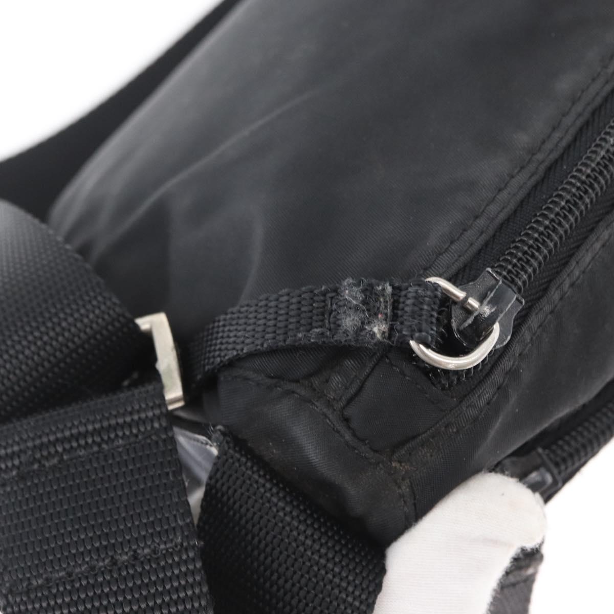PRADA Shoulder Bag Nylon Black Silver Auth 165115