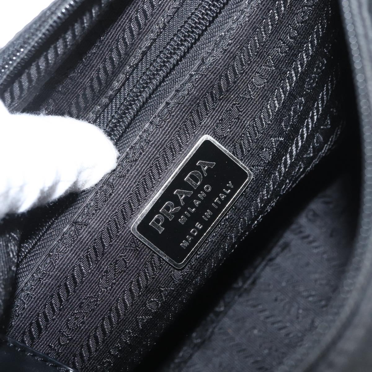 PRADA Shoulder Bag Nylon Black Silver Auth 165115
