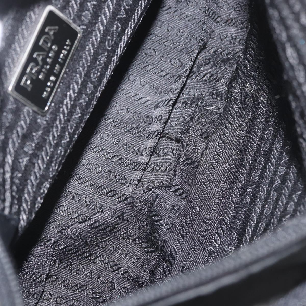 PRADA Shoulder Bag Nylon Black Silver Auth 165115