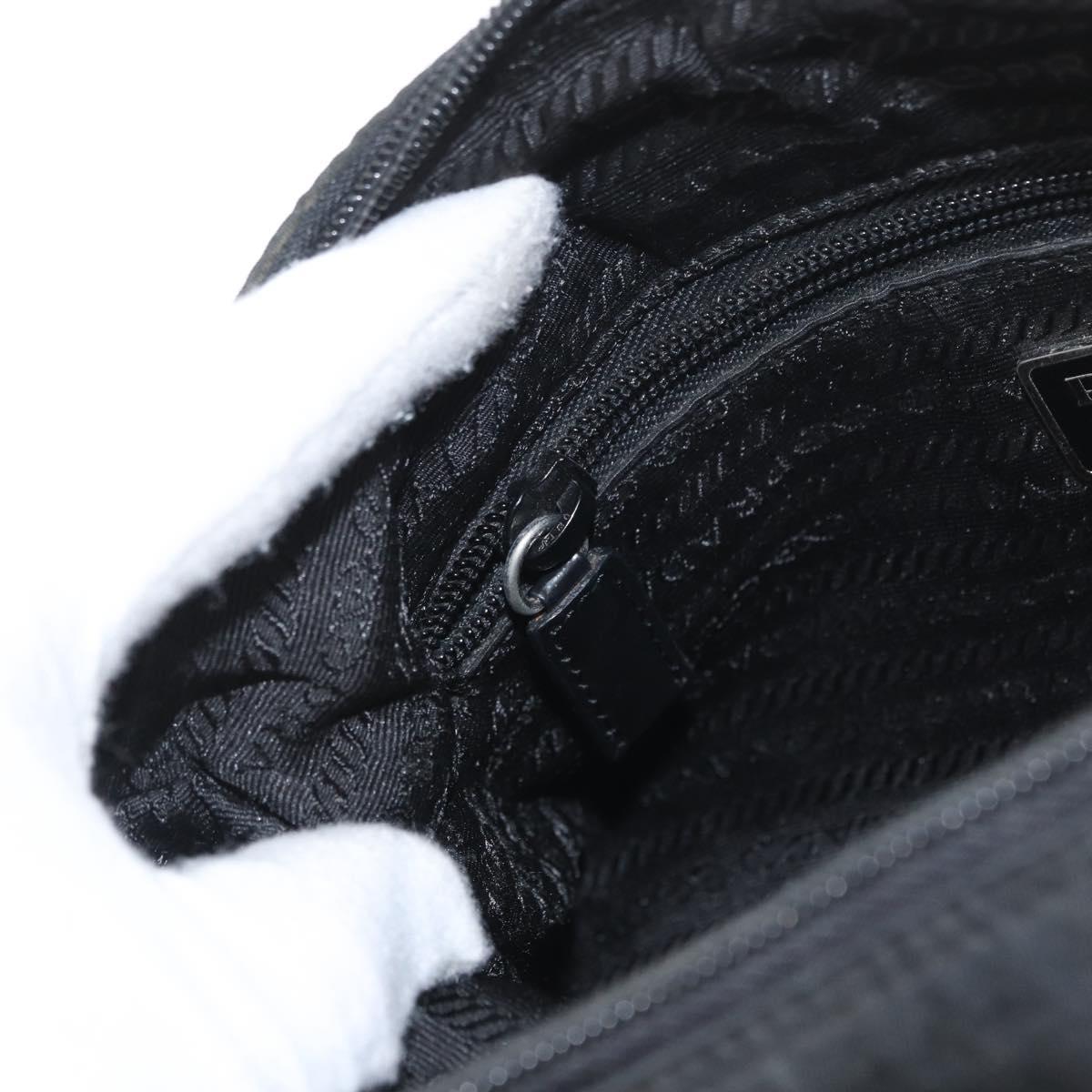 PRADA Shoulder Bag Nylon Black Silver Auth 165115