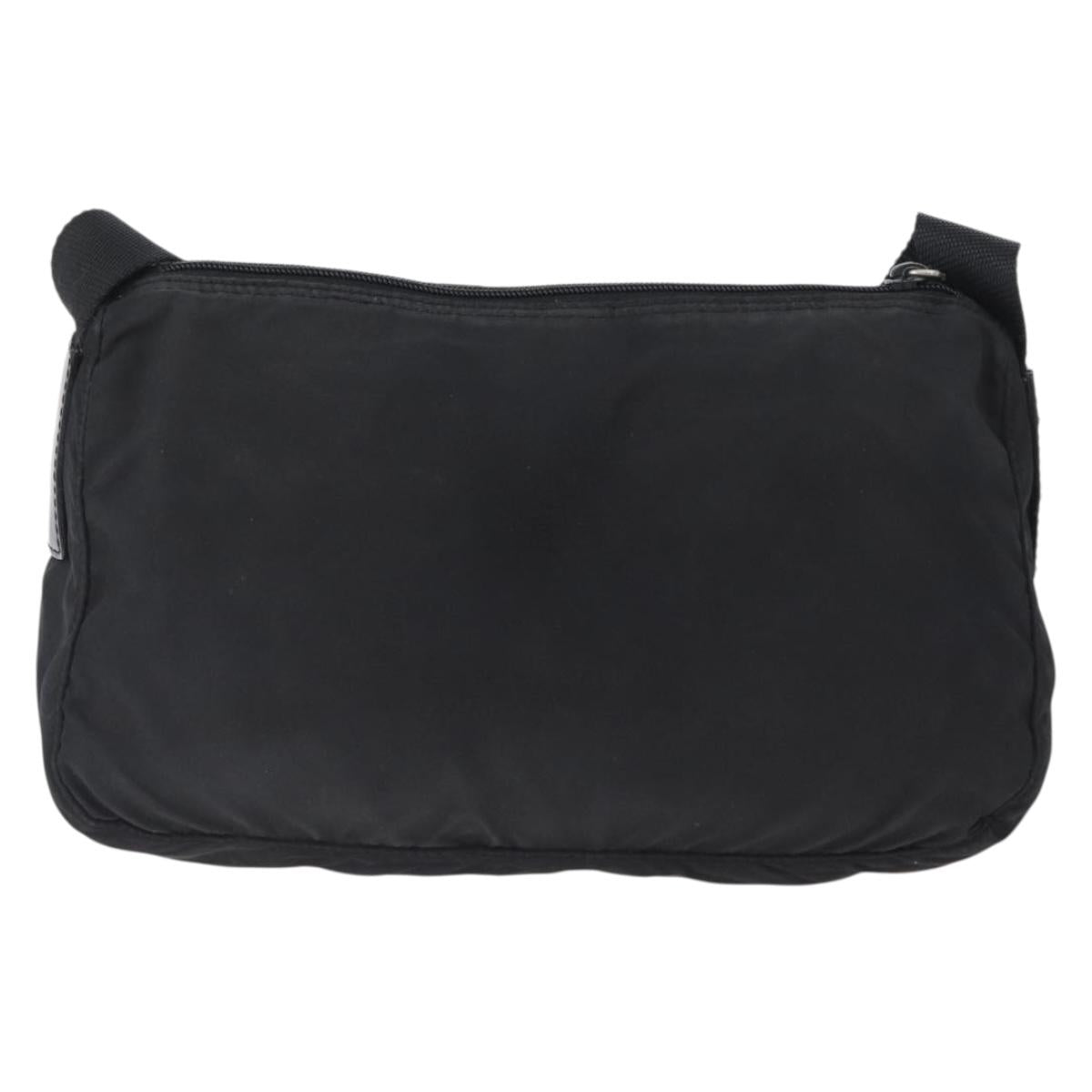 PRADA Shoulder Bag Nylon Black Silver Auth 165115
