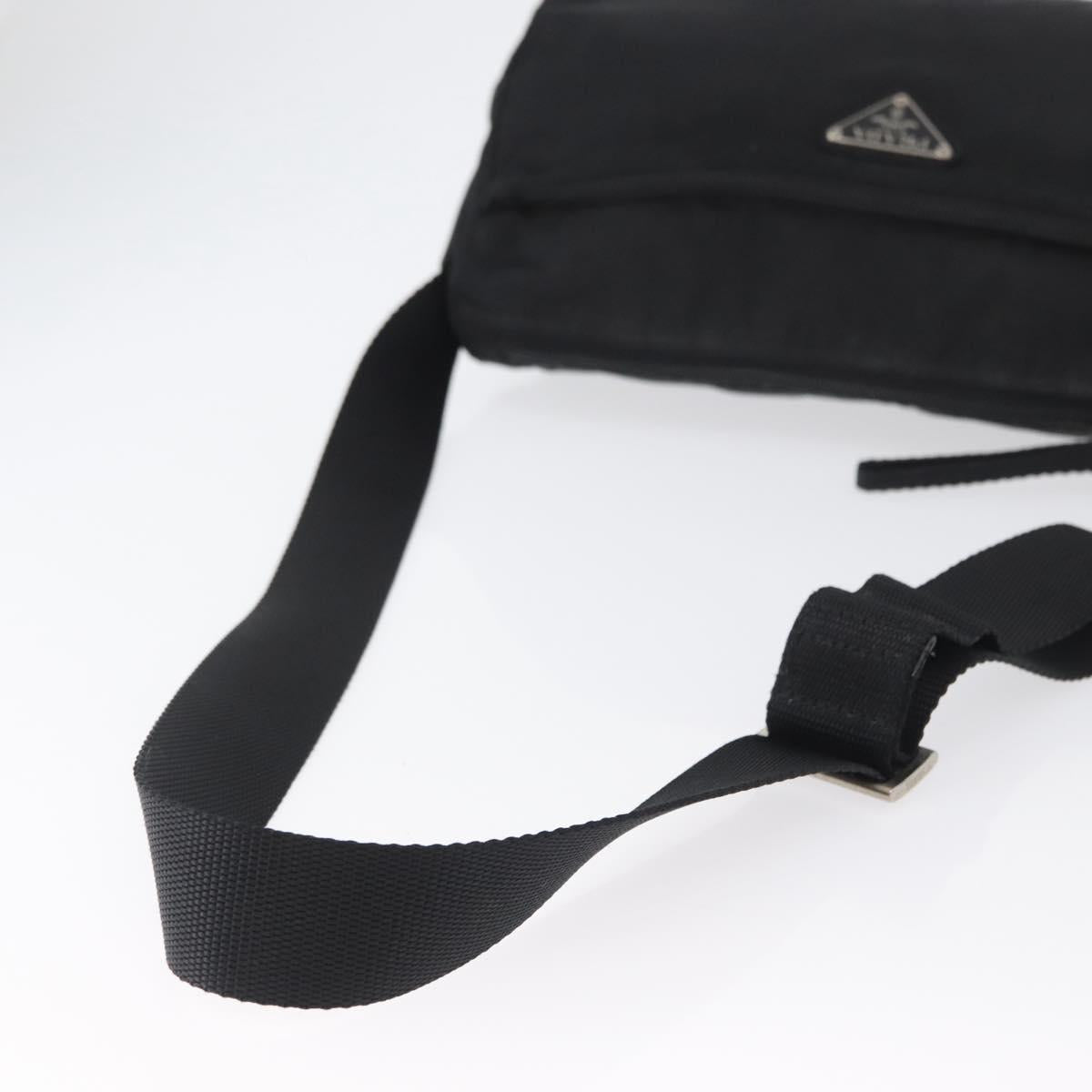 PRADA Shoulder Bag Nylon Black Silver Auth 165115