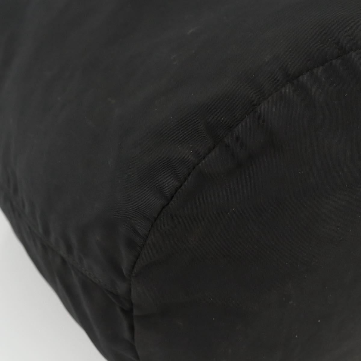 PRADA Purse Shoulder Bag Nylon Black Silver Auth 165116