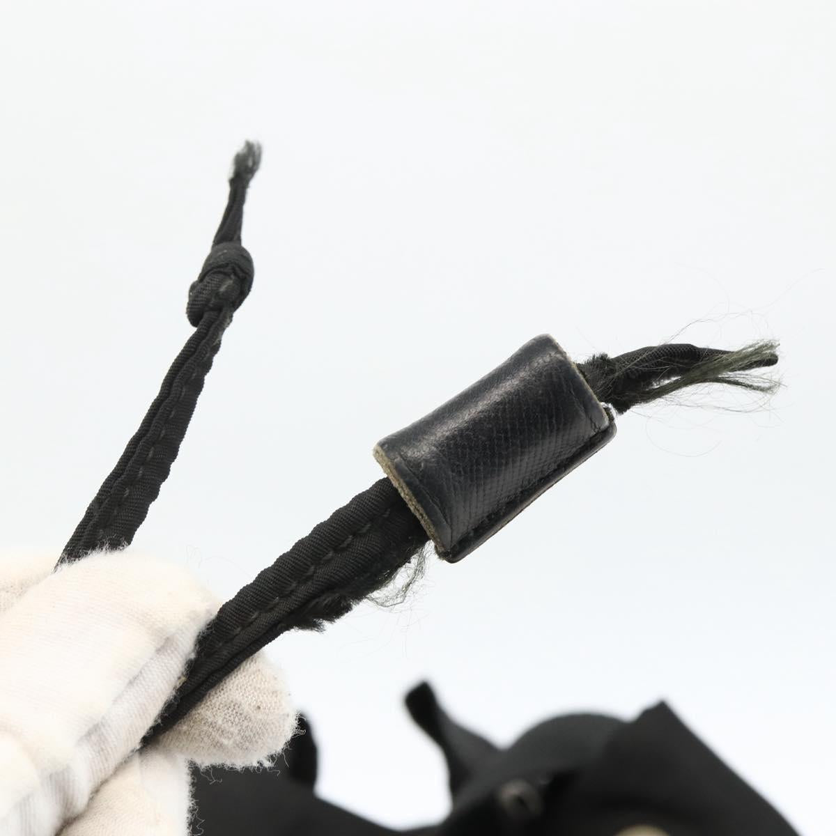 PRADA Purse Shoulder Bag Nylon Black Silver Auth 165116