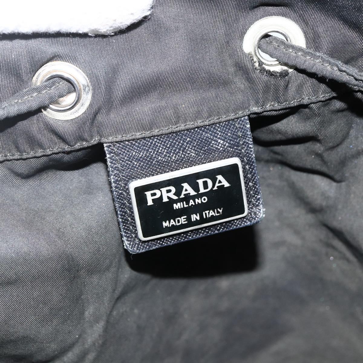 PRADA Purse Shoulder Bag Nylon Black Silver Auth 165116