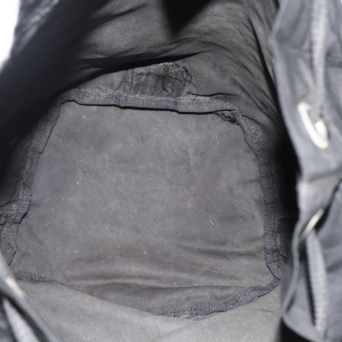 PRADA Purse Shoulder Bag Nylon Black Silver Auth 165116