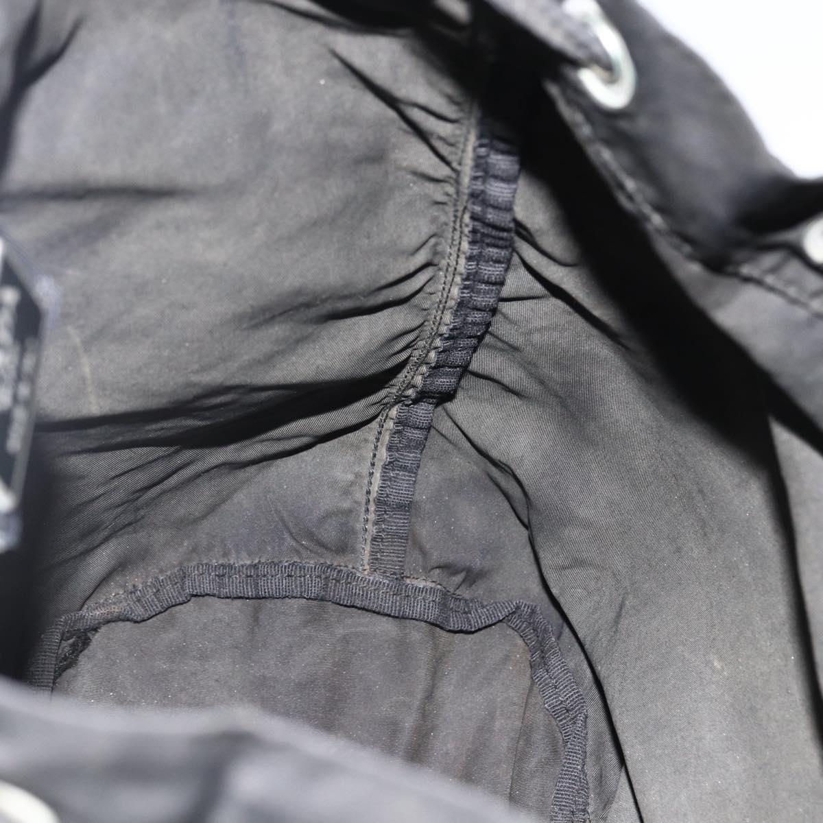 PRADA Purse Shoulder Bag Nylon Black Silver Auth 165116