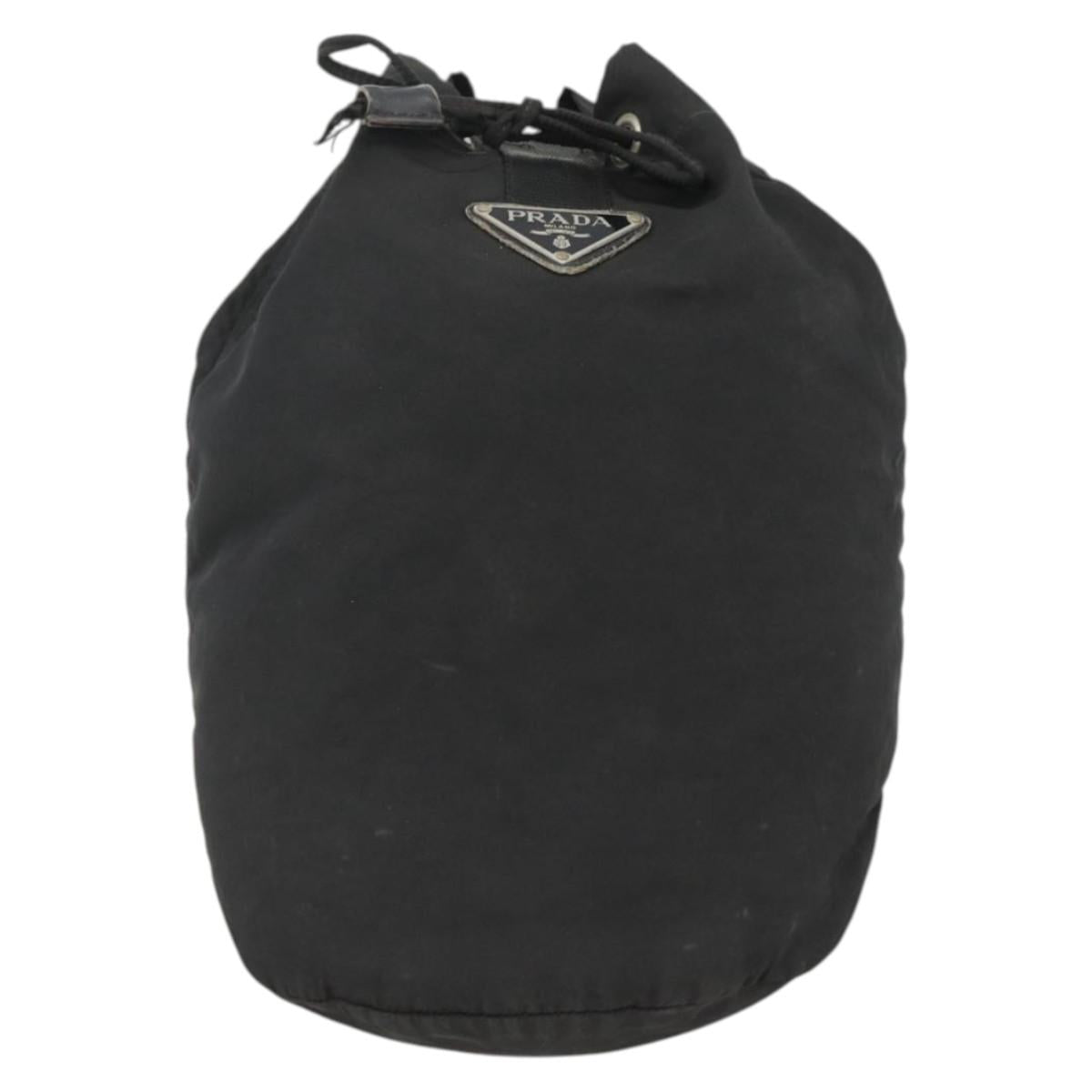 PRADA Purse Shoulder Bag Nylon Black Silver Auth 165116