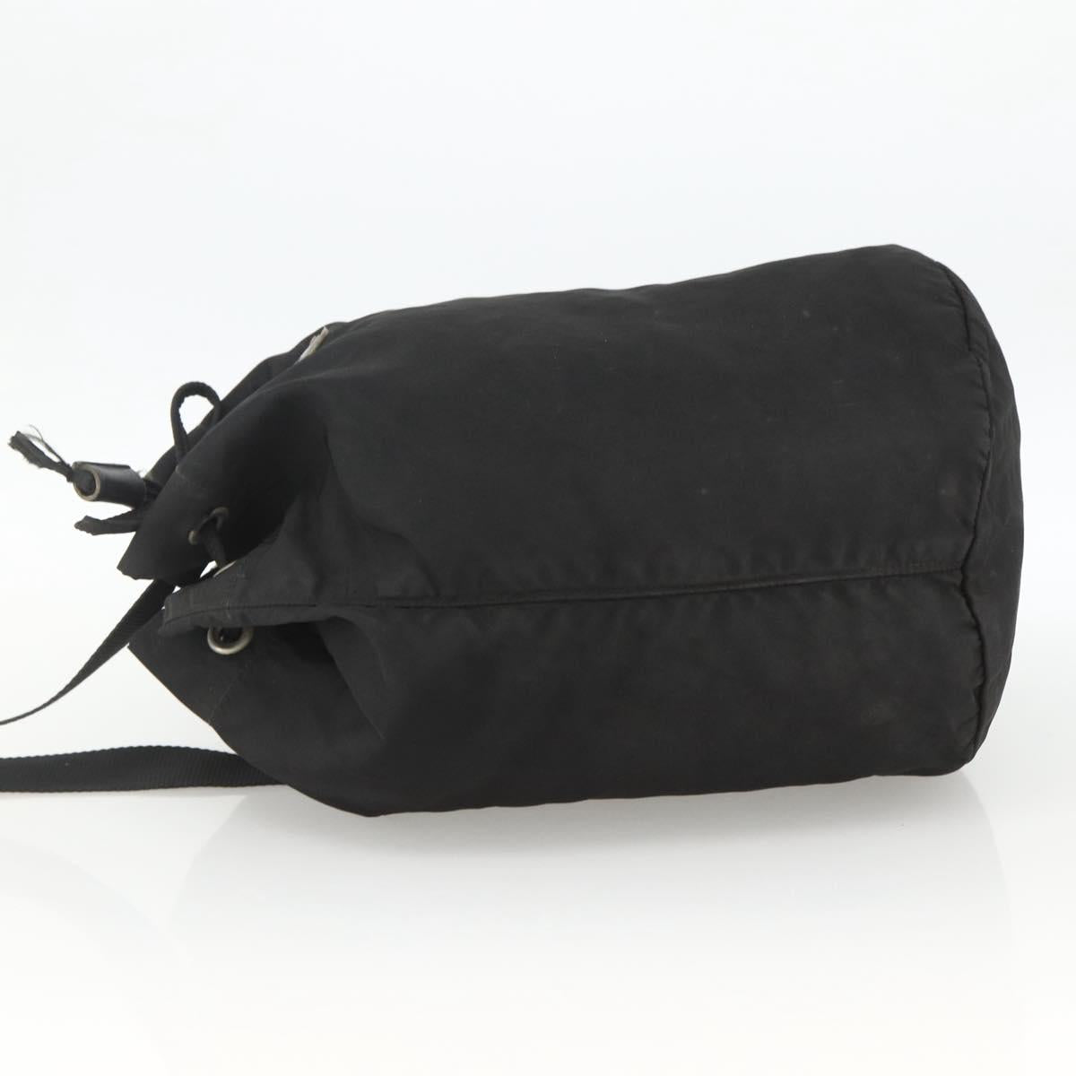 PRADA Purse Shoulder Bag Nylon Black Silver Auth 165116