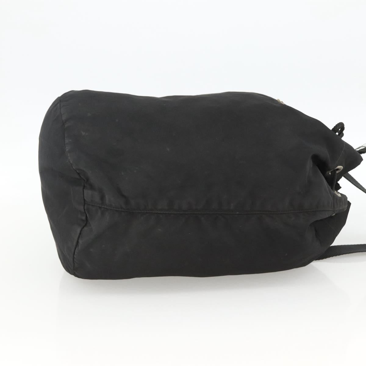 PRADA Purse Shoulder Bag Nylon Black Silver Auth 165116