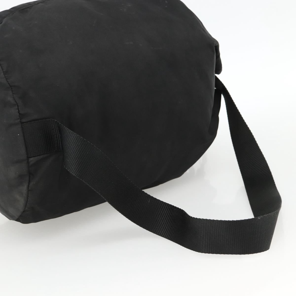 PRADA Purse Shoulder Bag Nylon Black Silver Auth 165116