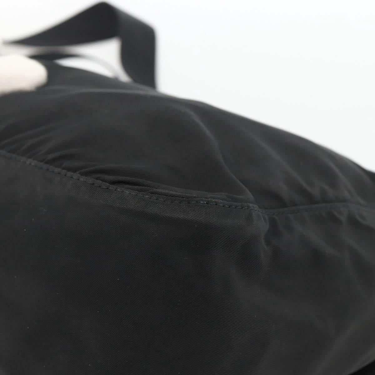 PRADA Shoulder Bag Nylon Black Silver Auth 165117