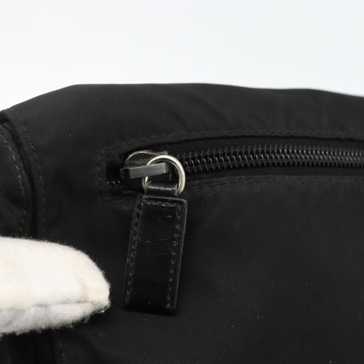 PRADA Shoulder Bag Nylon Black Silver Auth 165117