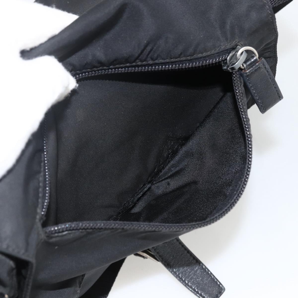 PRADA Shoulder Bag Nylon Black Silver Auth 165117