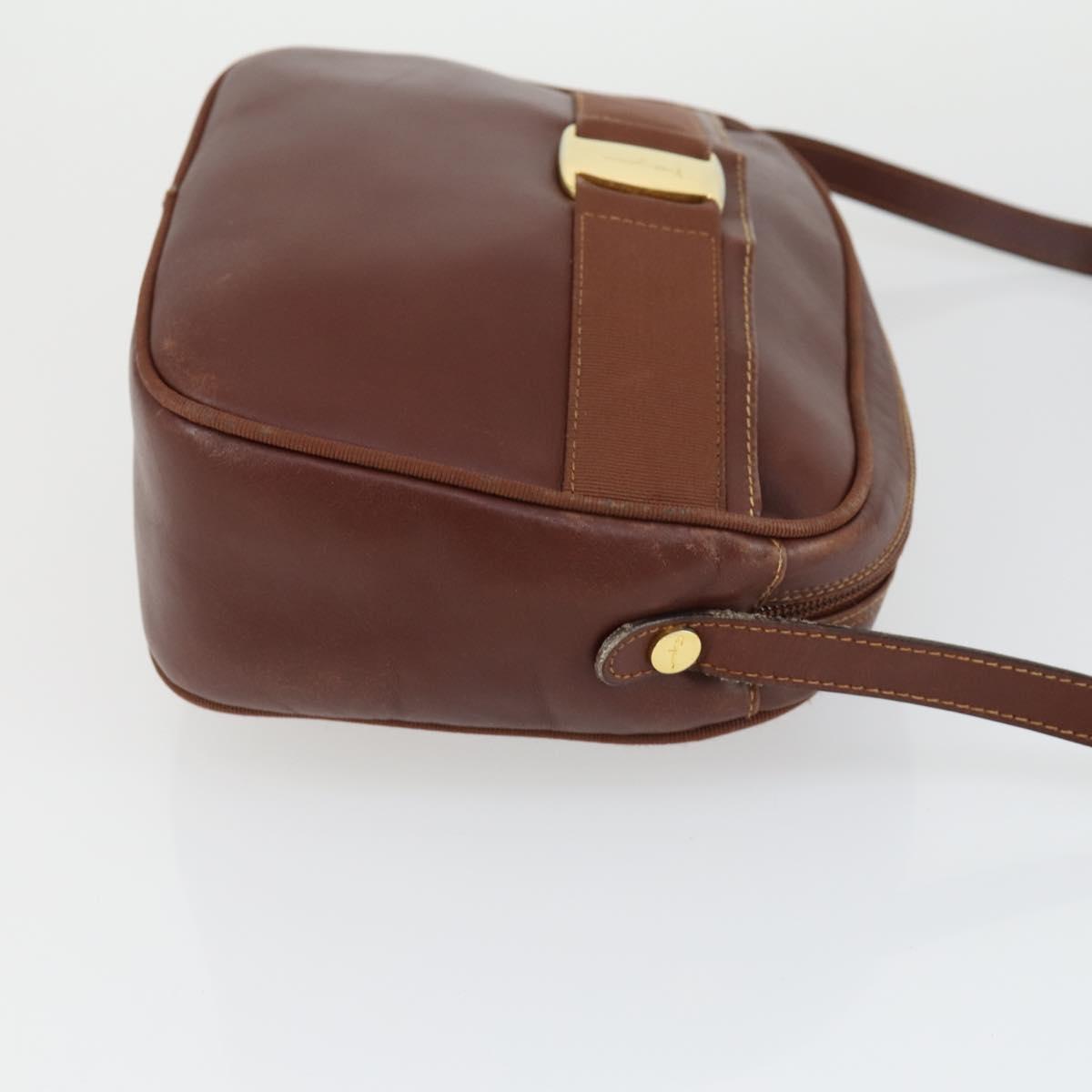 Salvatore Ferragamo Shoulder Bag Leather 3 Set Brown Black Auth 165121