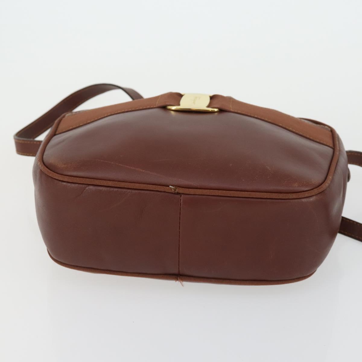 Salvatore Ferragamo Shoulder Bag Leather 3 Set Brown Black Auth 165121