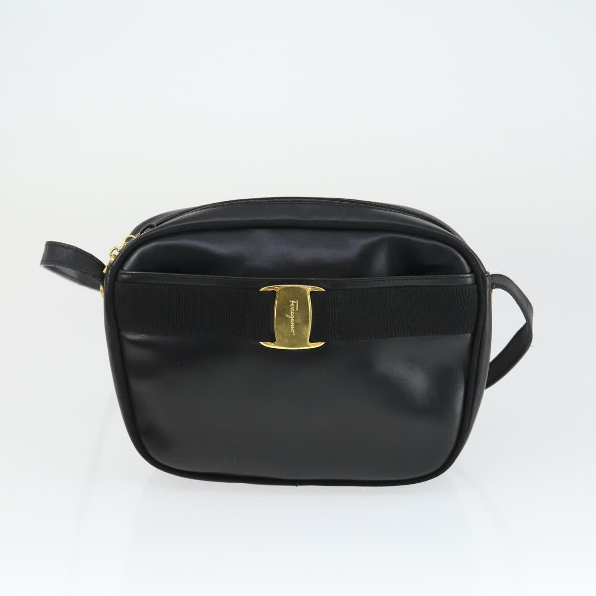 Salvatore Ferragamo Shoulder Bag Leather 3 Set Brown Black Auth 165121