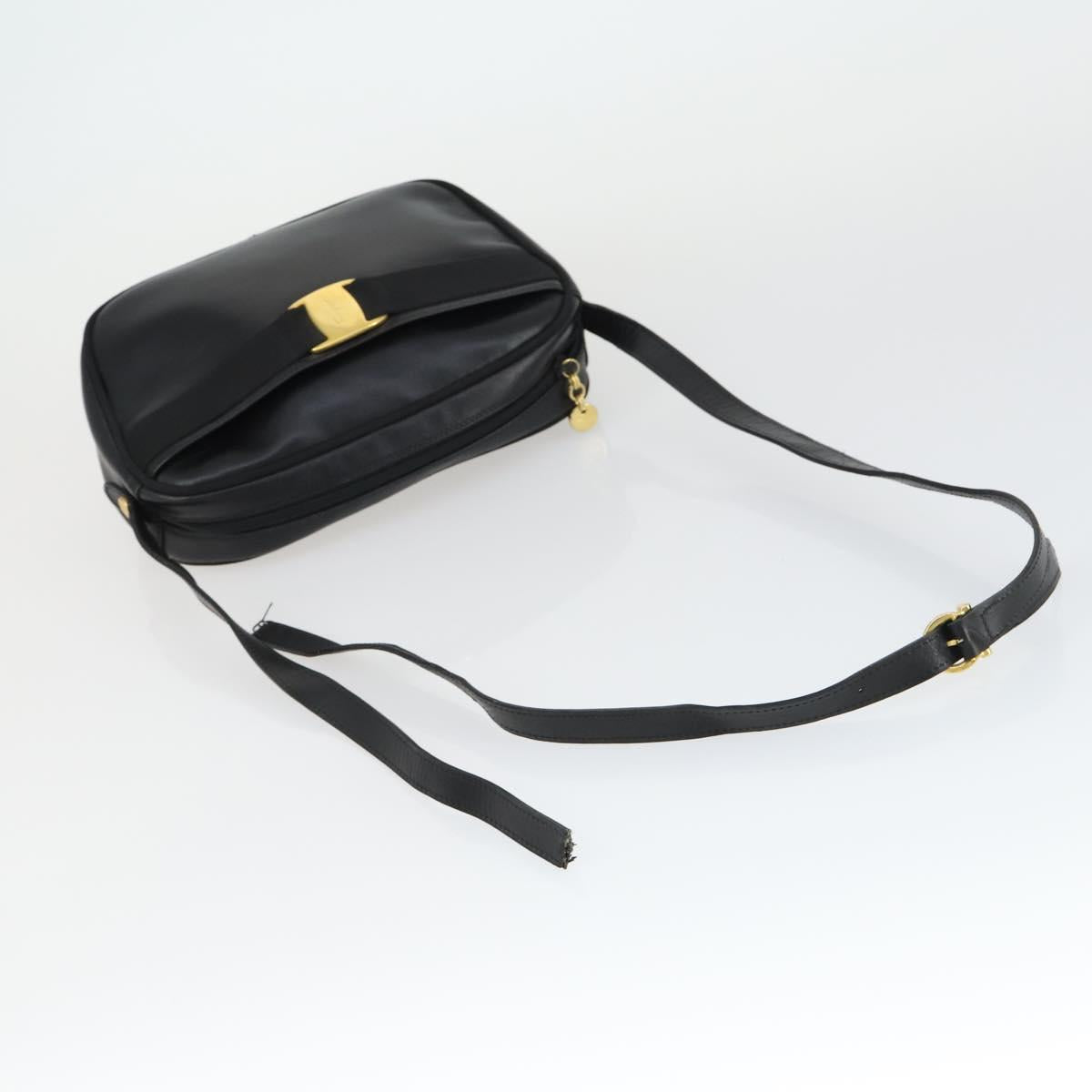 Salvatore Ferragamo Shoulder Bag Leather 3 Set Brown Black Auth 165121