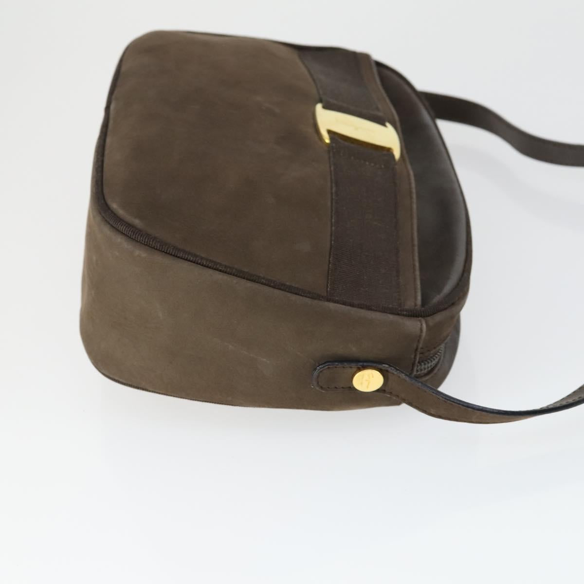 Salvatore Ferragamo Shoulder Bag Leather 3 Set Brown Black Auth 165121