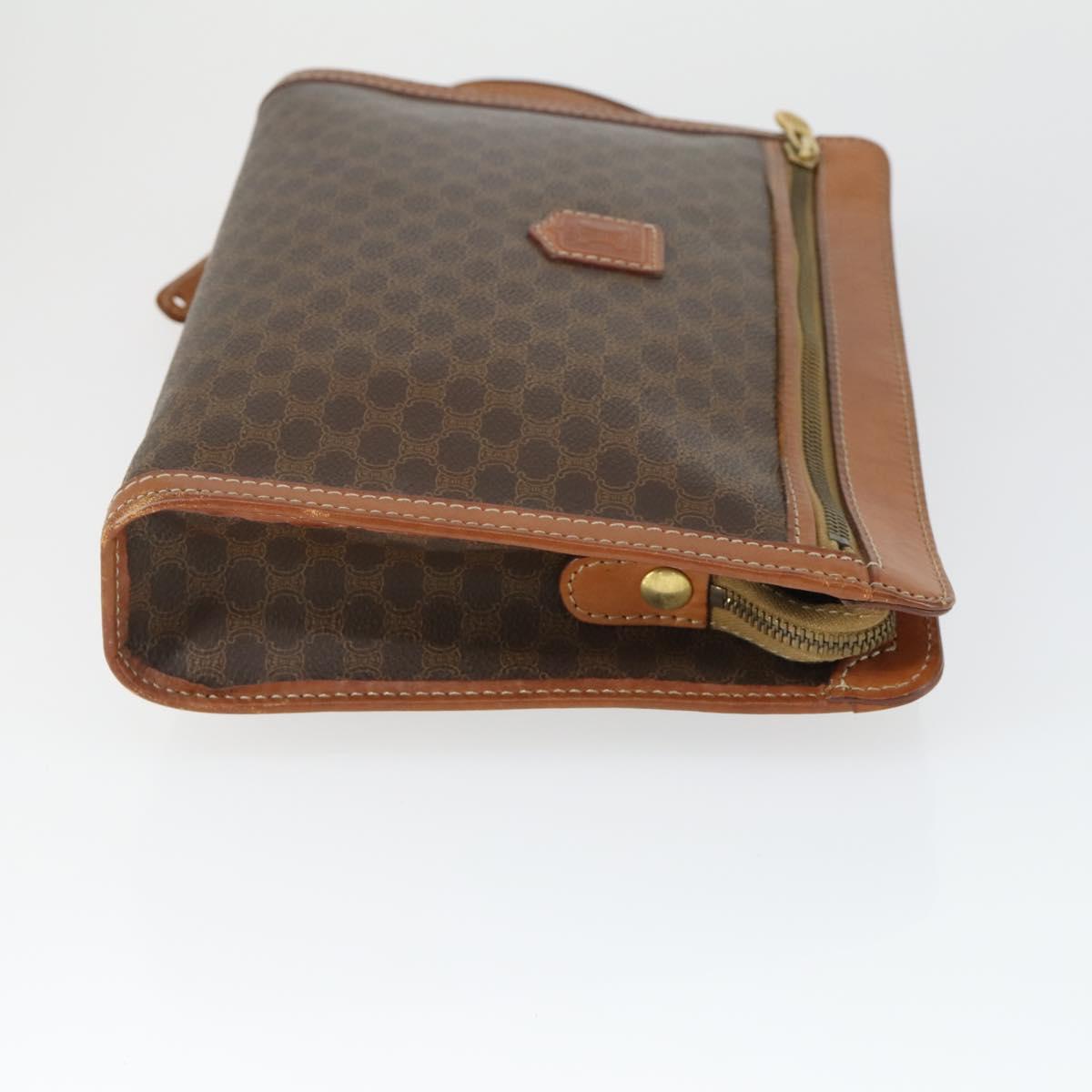 CELINE Macadam Canvas Clutch Bag PVC Leather 4 Set Black Beige Auth 165127