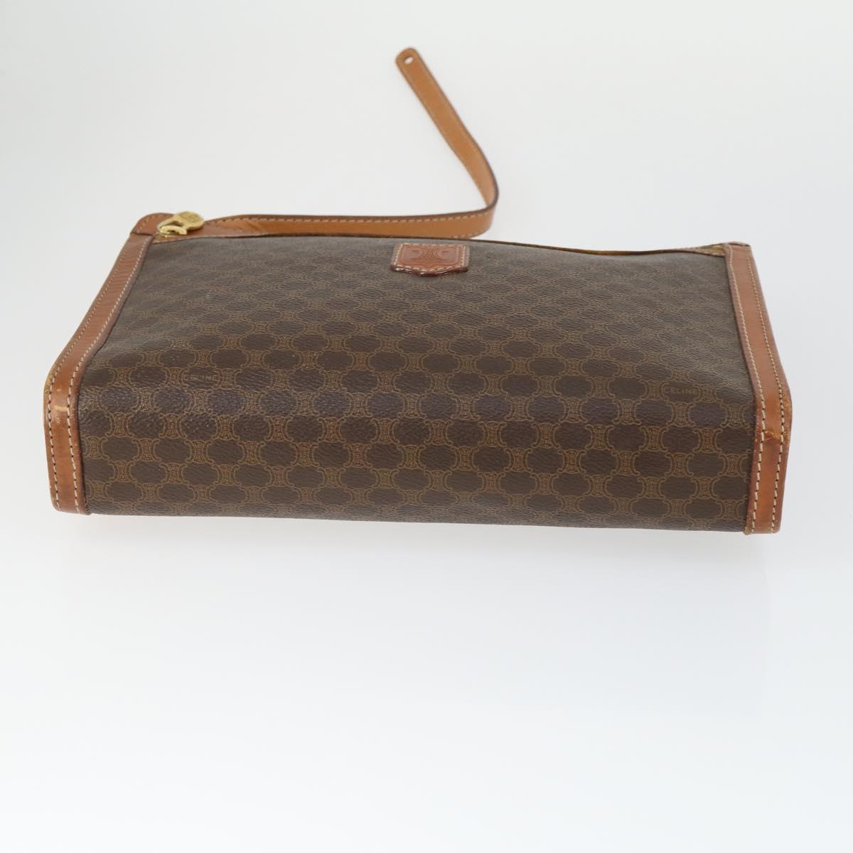 CELINE Macadam Canvas Clutch Bag PVC Leather 4 Set Black Beige Auth 165127