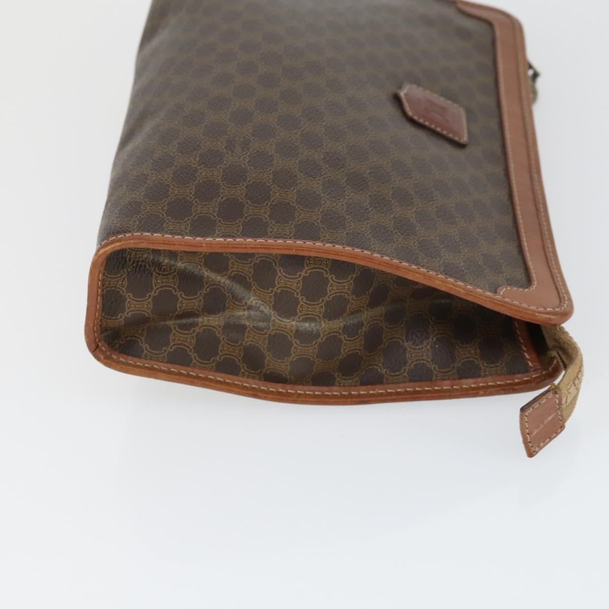 CELINE Macadam Canvas Clutch Bag PVC Leather 4 Set Black Beige Auth 165127