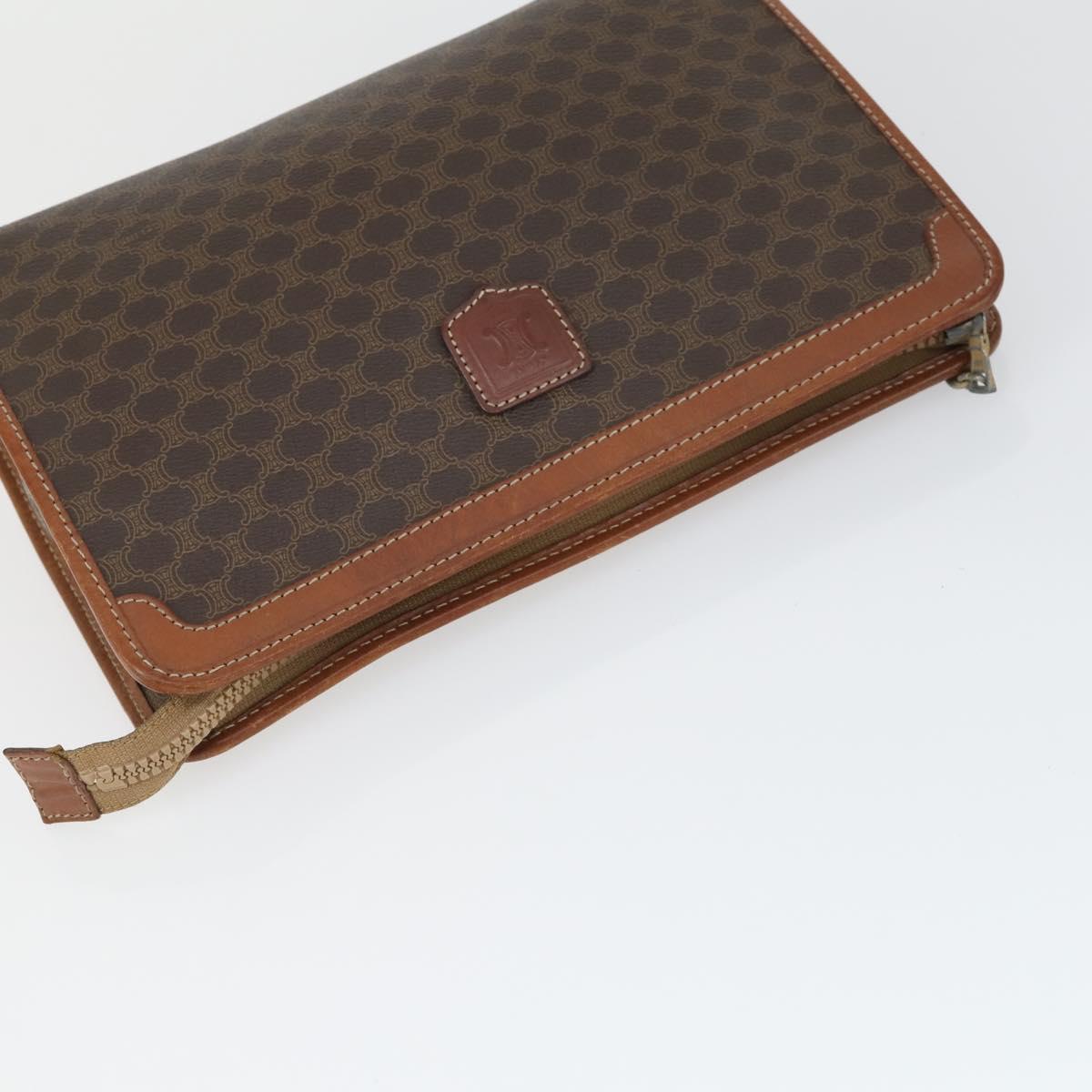 CELINE Macadam Canvas Clutch Bag PVC Leather 4 Set Black Beige Auth 165127