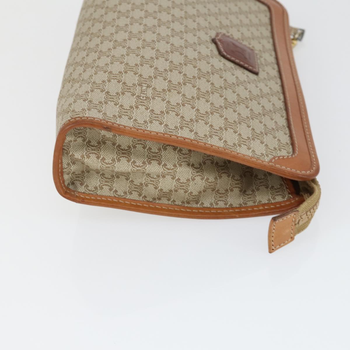 CELINE Macadam Canvas Clutch Bag PVC Leather 4 Set Black Beige Auth 165127