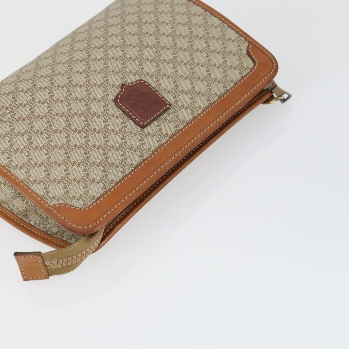 CELINE Macadam Canvas Clutch Bag PVC Leather 4 Set Black Beige Auth 165127