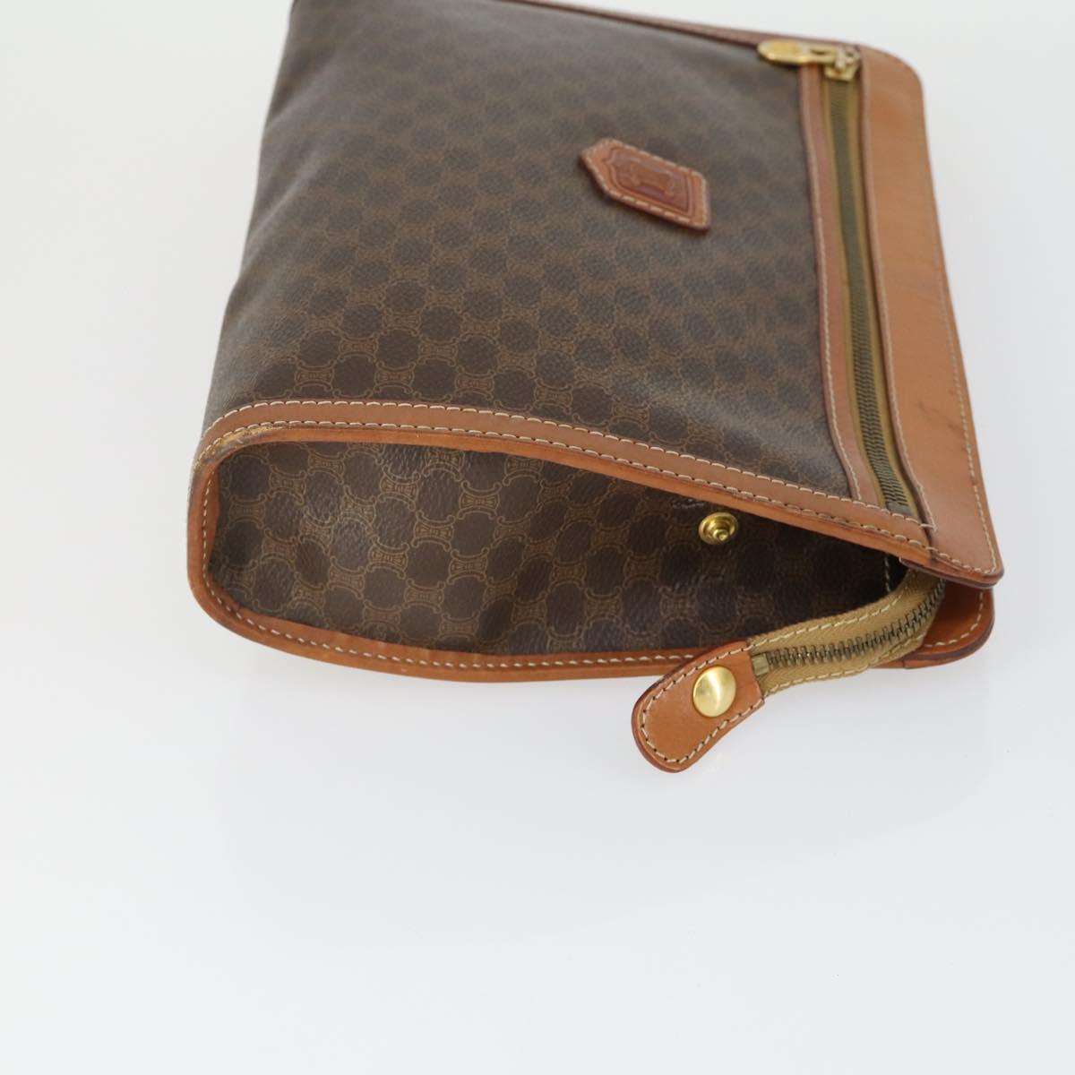 CELINE Macadam Canvas Clutch Bag PVC Leather 4 Set Black Beige Auth 165127