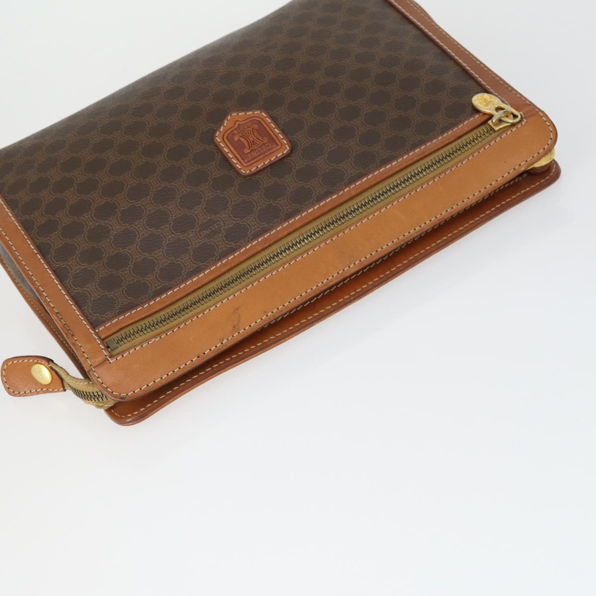 CELINE Macadam Canvas Clutch Bag PVC Leather 4 Set Black Beige Auth 165127