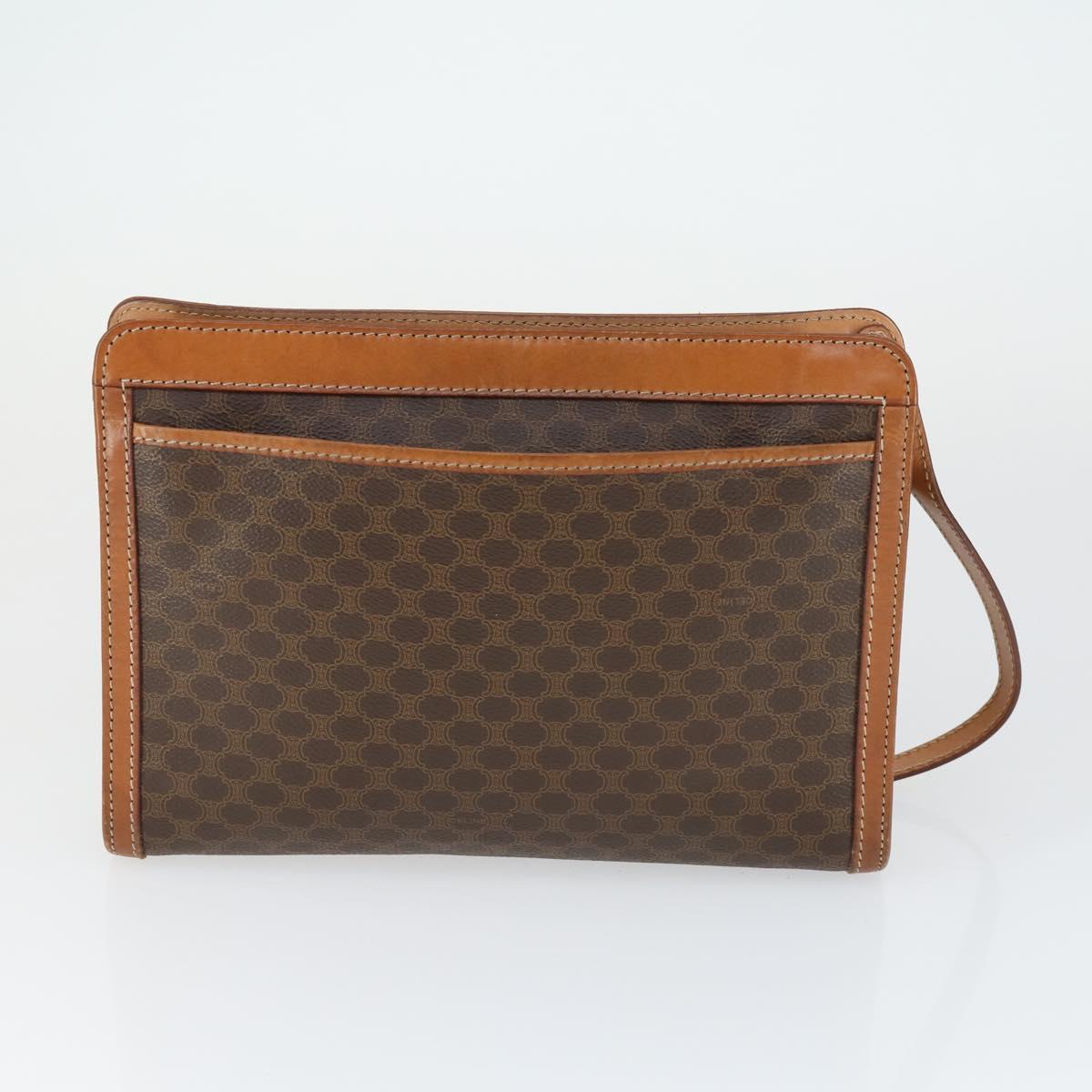 CELINE Macadam Canvas Clutch Bag PVC Leather 4 Set Black Beige Auth 165127