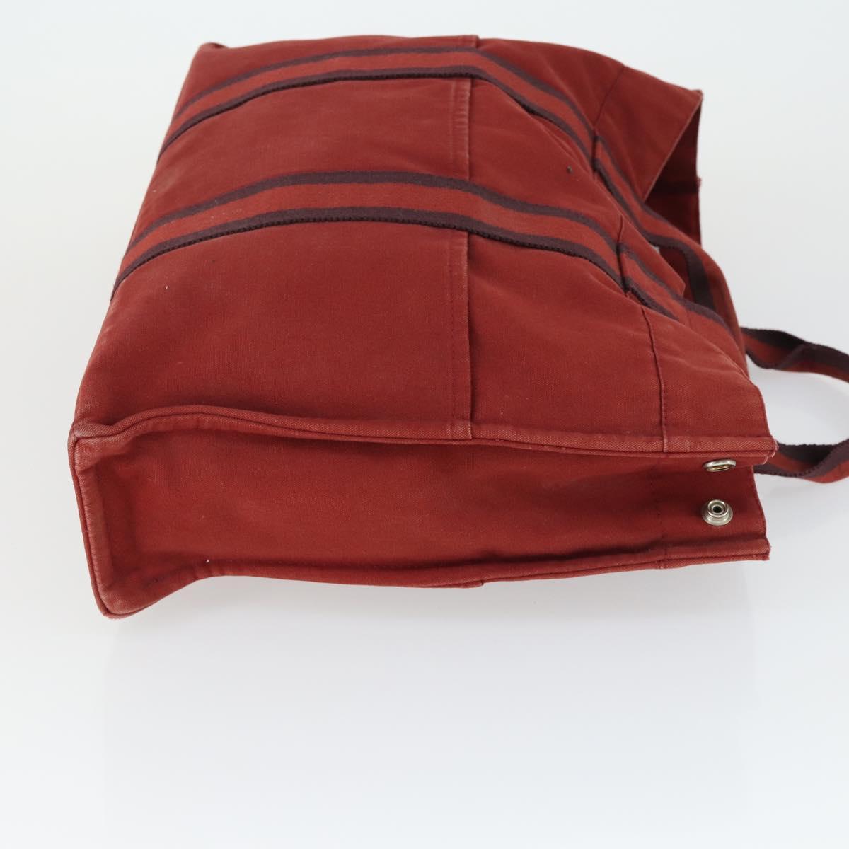 HERMES Fourre Tout Hand Bag Canvas 3 Set Gray Black Red Auth 165128