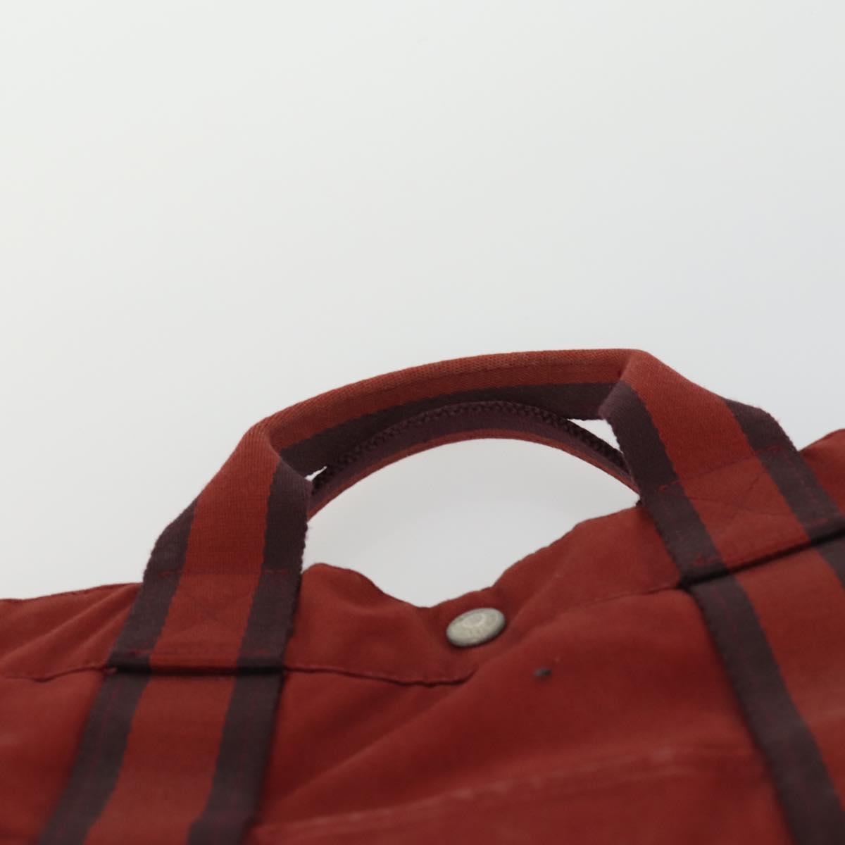 HERMES Fourre Tout Hand Bag Canvas 3 Set Gray Black Red Auth 165128