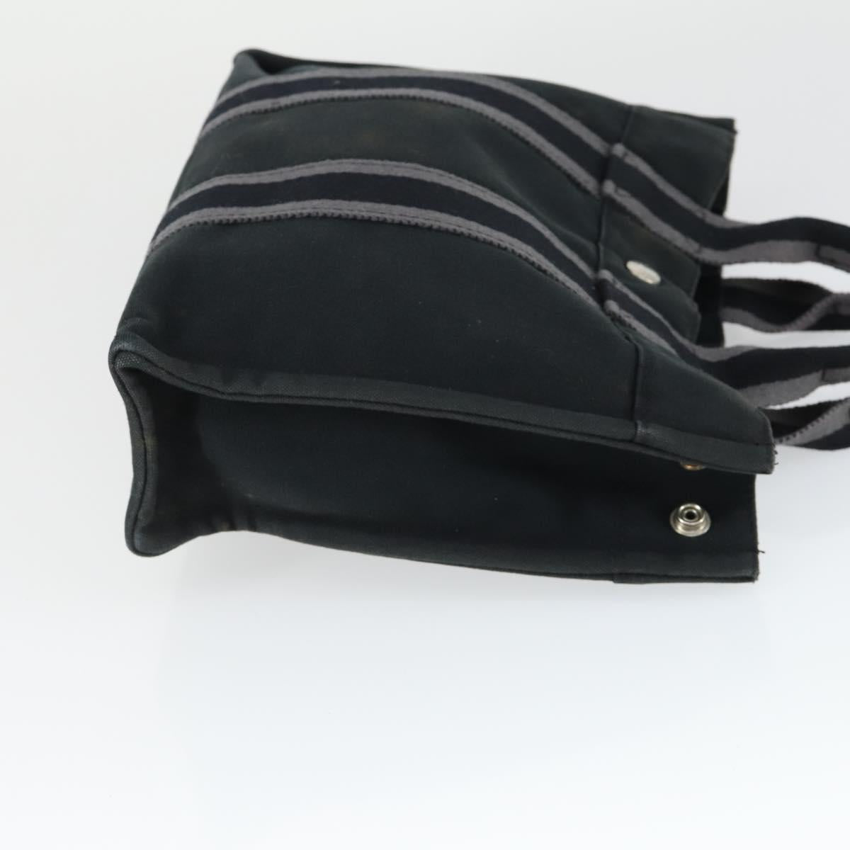 HERMES Fourre Tout Hand Bag Canvas 3 Set Gray Black Red Auth 165128