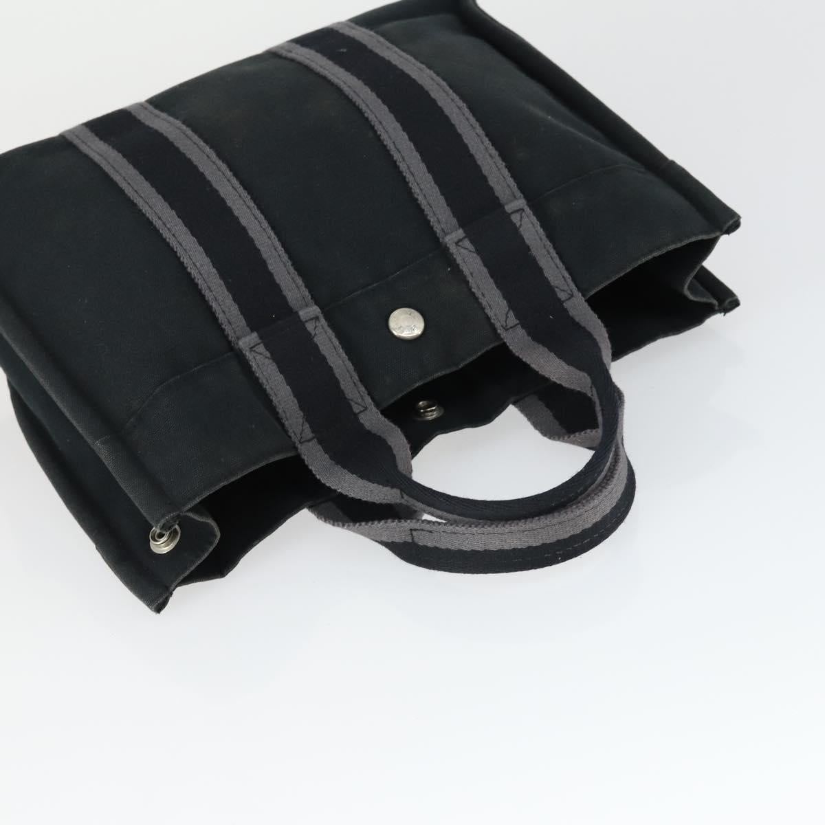HERMES Fourre Tout Hand Bag Canvas 3 Set Gray Black Red Auth 165128