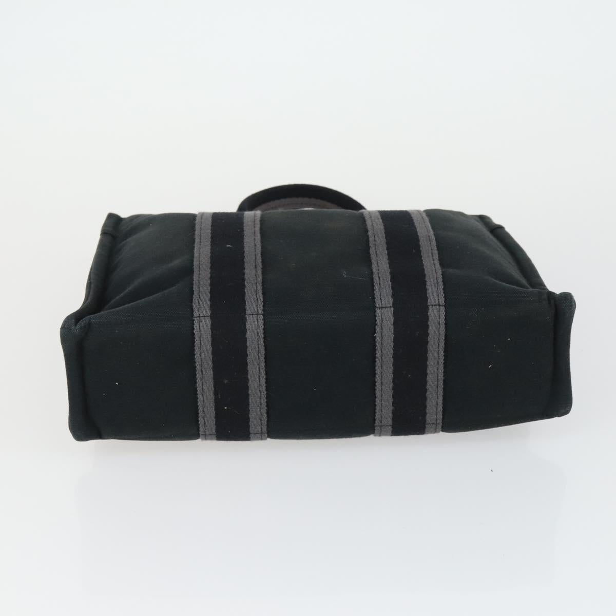 HERMES Fourre Tout Hand Bag Canvas 3 Set Gray Black Red Auth 165128