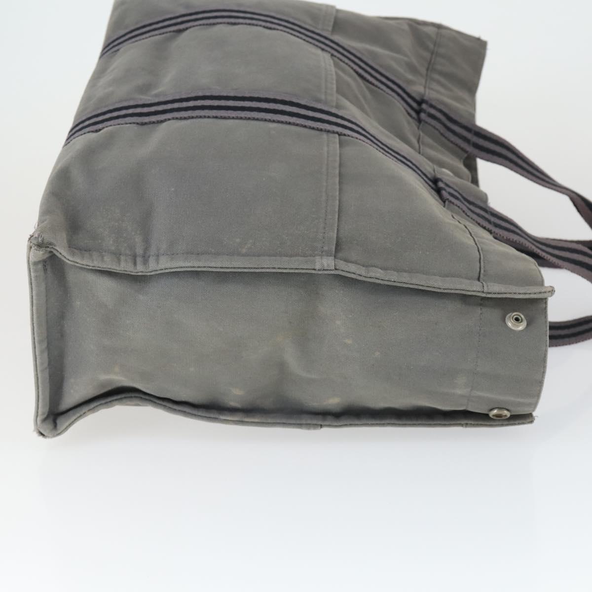 HERMES Fourre Tout Hand Bag Canvas 3 Set Gray Black Red Auth 165128