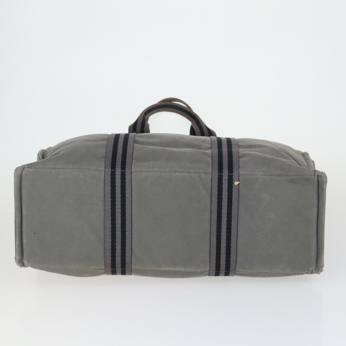 HERMES Fourre Tout Hand Bag Canvas 3 Set Gray Black Red Auth 165128