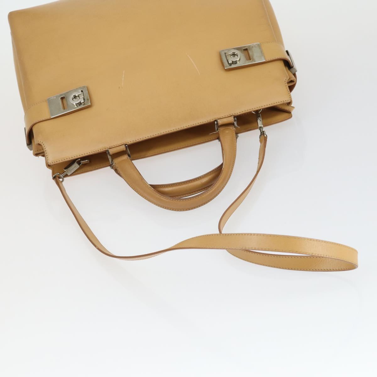 Salvatore Ferragamo Bag leather Patent 4 Set Black Beige white Auth 165131