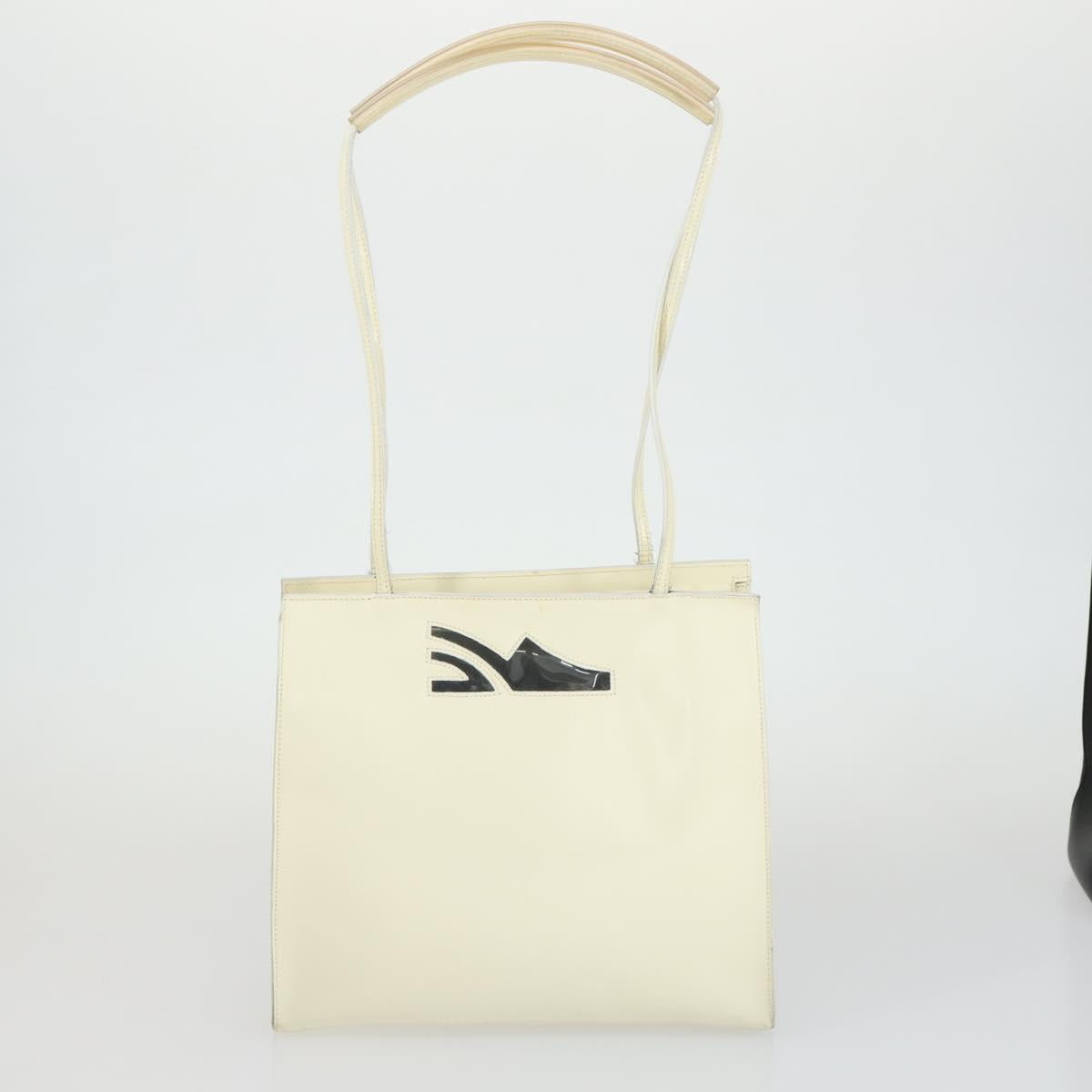 Salvatore Ferragamo Bag leather Patent 4 Set Black Beige white Auth 165131