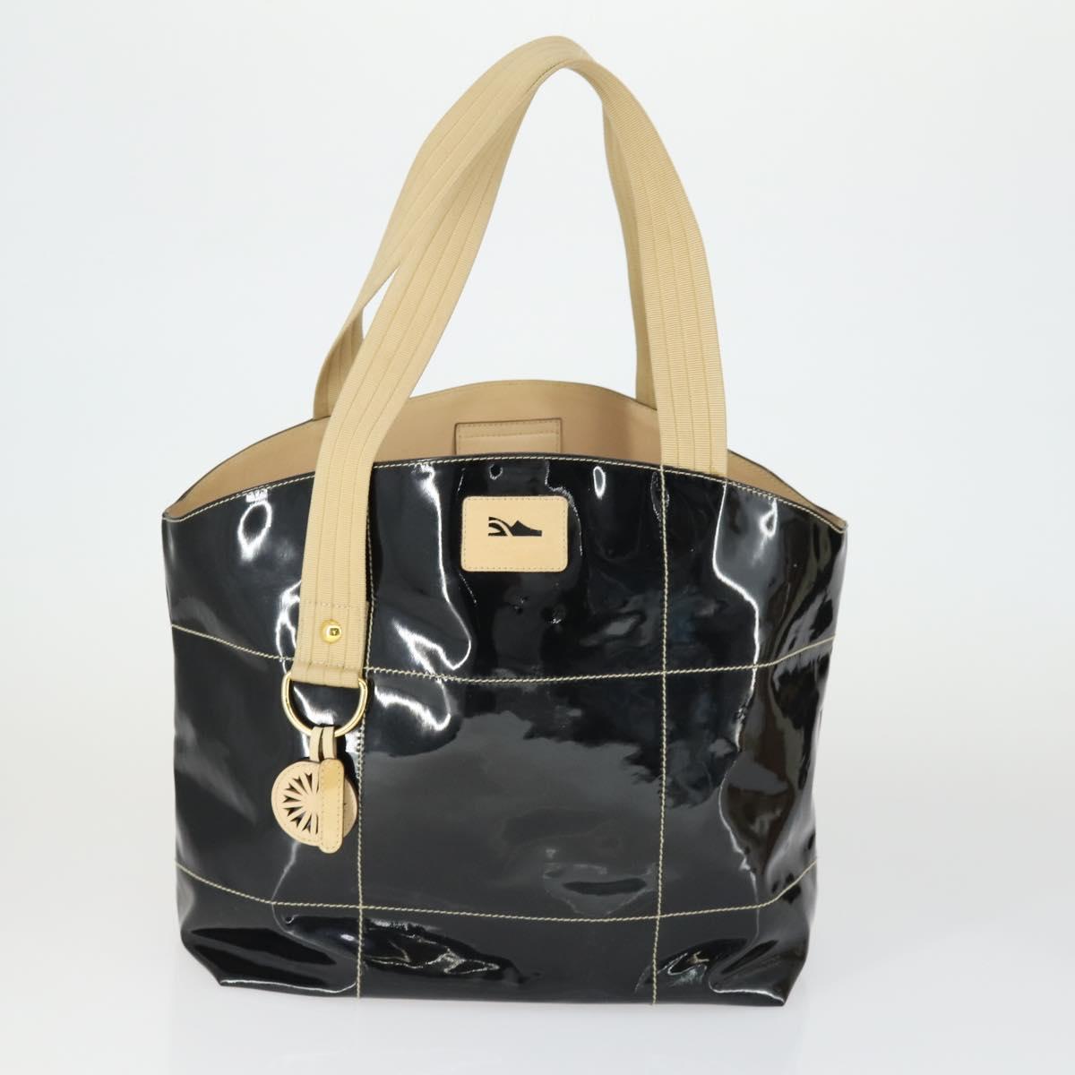 Salvatore Ferragamo Bag leather Patent 4 Set Black Beige white Auth 165131